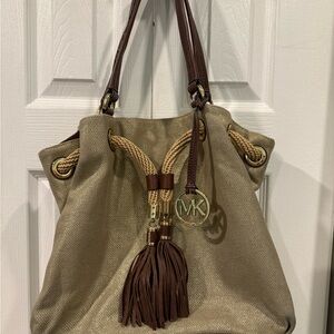 Michael Kors Beige and Dark Brown Shoulder Bag